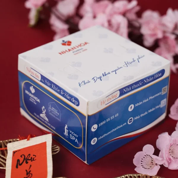 Hộp khăn giấy vuông in logo tông trắng