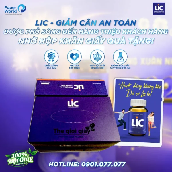 Hộp khăn giấy in logo thương hiệu LiC