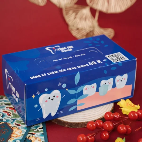 Hộp khăn giấy in logo phòng khám nha khoa