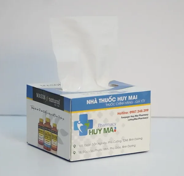 Hộp khăn giấy vuông in logo nhà thuốc