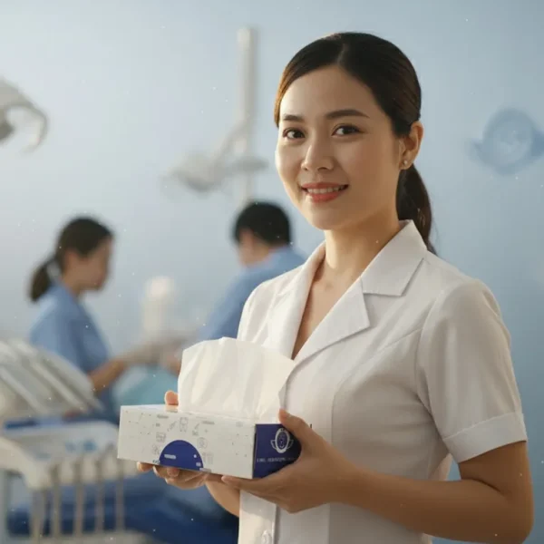 Hộp khăn giấy in logo tại phòng khám