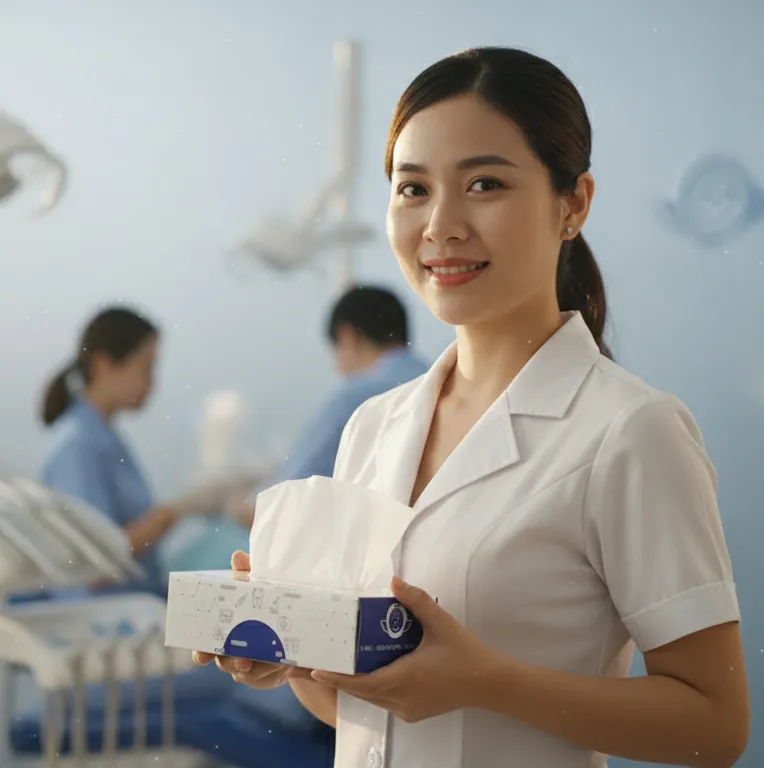 Hộp khăn giấy in logo ngành dược phẩm & y tế