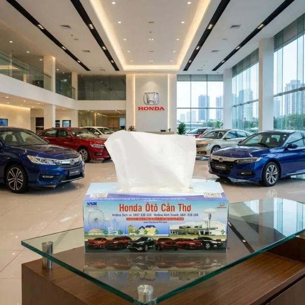Hộp khăn giấy in logo cho showroom ô tô